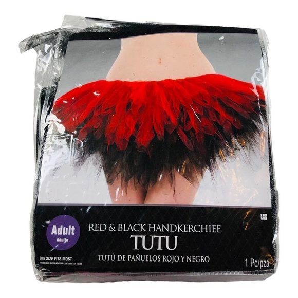 Unbranded Dresses & Skirts - 2247 Adult Red And Black Handkerchief Tutu Skirt Halloween Cosplay OSFM